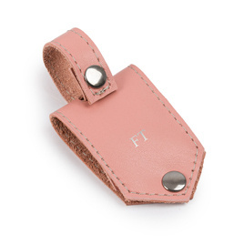 Personalised leather key ring Solier SA60 pink
