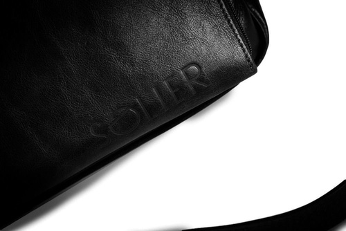 Black leather shoulder laptop bag Solier Rothen SL30 