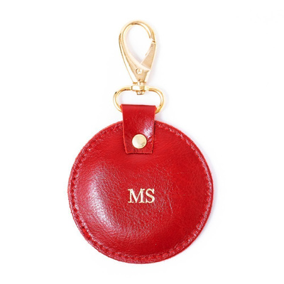 Personalised leather key ring Solier SA27 red