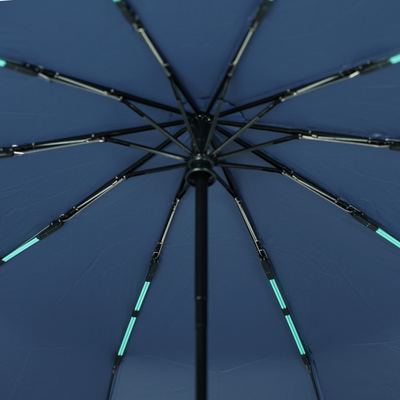 Składany mały parasol z odblaskowymi elementami - granatowy