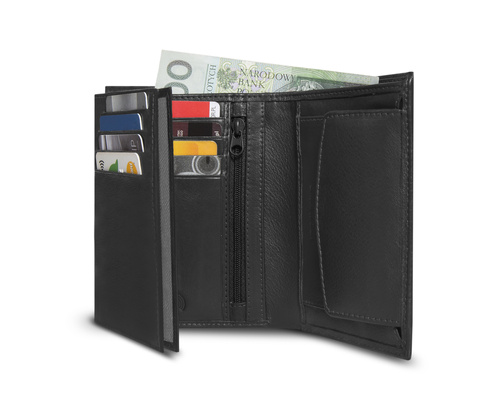 Elegant black leather wallet RFID SOLIER SW34