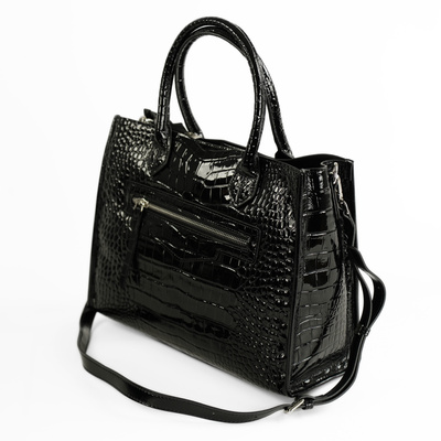 Elegancka skórzana torba damska tote Solier FL62 Silvana czarna