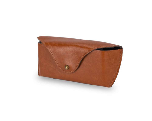 Personalized genuine leather spectacle case Solier SA37 camel