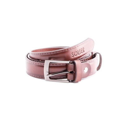 Elegant dark brown leather belt SOLIER SB09