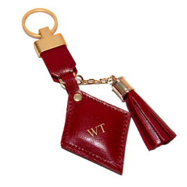 Personalised leather key ring Solier SA31 red