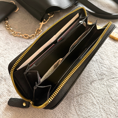 Genuine leather woman's laptop bag FL25 black with snake pattern