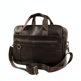 Skórzana duża torba męska na laptopa Solier SL44 Remy ciemny brąz