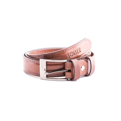 Elegant light brown leather belt SOLIER SB09