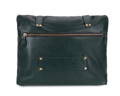 Genuine leather roll top briefcase Battalion dark green