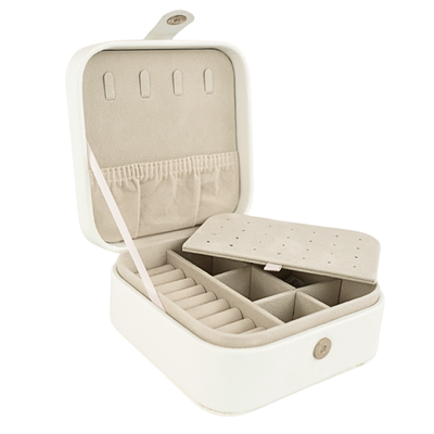 Personalizowana duża szkatułka na biżuterię - jasny beż