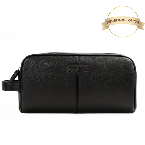 Personlised genuine leather men's beauty bag