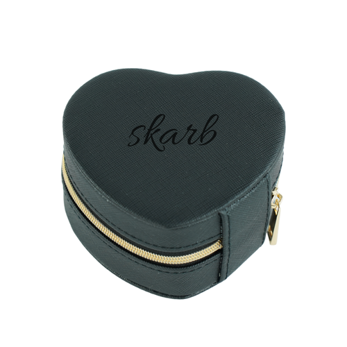 Personalizowana szkatułka na biżuterię w kształcie serca - czarny