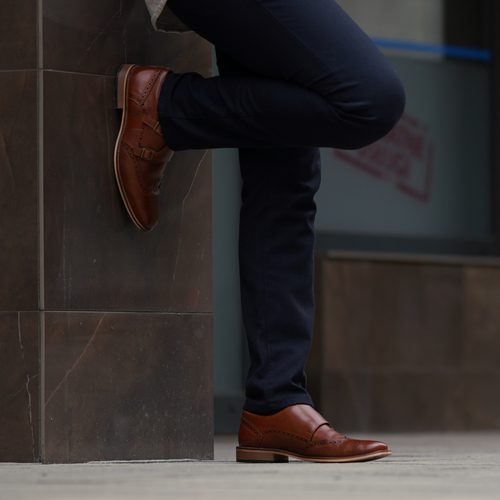 Men's stylish leather Chukka shoes / boots dark brown M467DBS