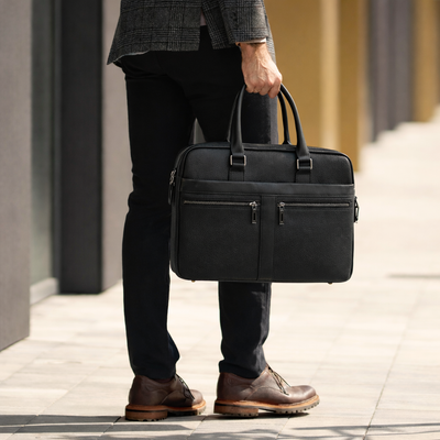 Skórzana torba męska na laptopa 15" i dokumenty Solier SL41 Lorien czarna 