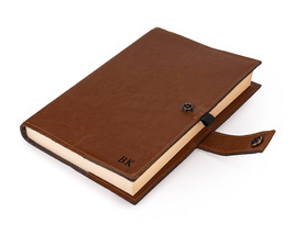 Personalised leather cover for notebook calendar Solier SA41 vintage brown