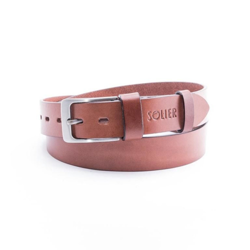 Elegant light brown leather belt SOLIER SB10