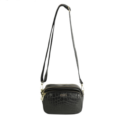 Skórzana torebka damska crossbody Solier FL59 AMORIA czarna