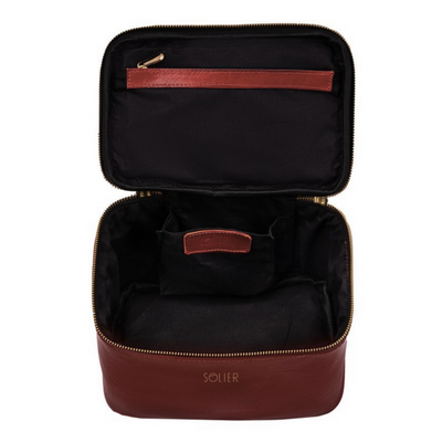 Elegant genuine leather women's beauty bag FK01 Solier red