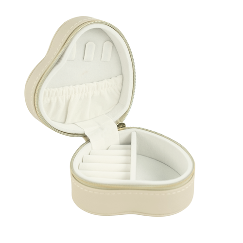 Personalizowana szkatułka na biżuterię w kształcie serca - ciemny beż