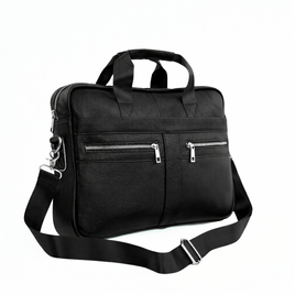 Genuine leather woman's laptop bag FL25 black with snake pattern