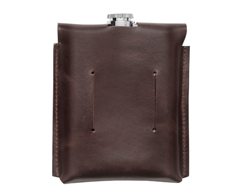 Gift set: leather personalised case with a flask