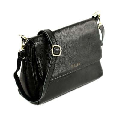 Genuine leather woman's laptop bag FL25 black with snake pattern