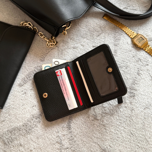 Skórzany elegancki portfel damski Solier SW51 czarny