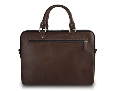 Genuine leather laptop bag Solier SL24 Shannon dark brown