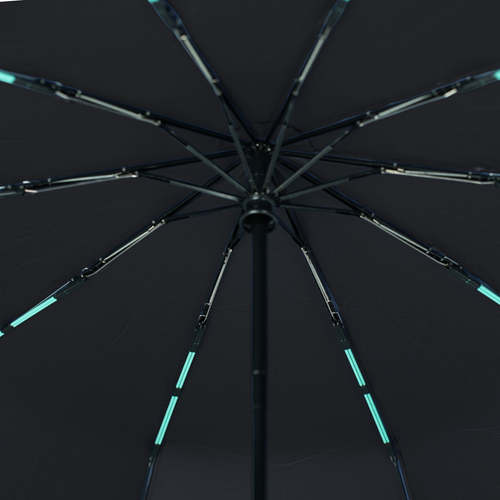 Składany mały parasol z odblaskowymi elementami - czarny