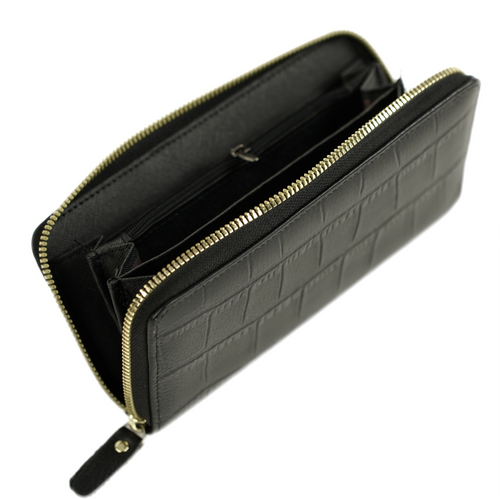 Genuine leather woman's laptop bag FL25 black with snake pattern