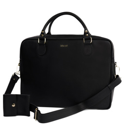 Genuine leather woman's laptop bag FL24 Venice black with snake pattern