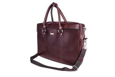 Burgundy leather shoulder laptop bag KILBRIDGE