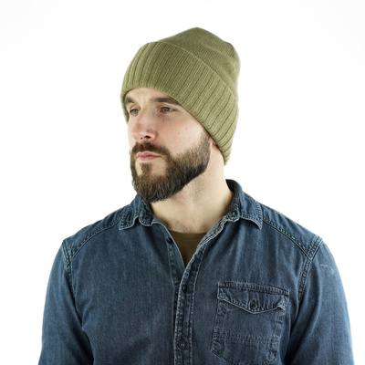 Czapka wełniana 100% wełny ELWOLL - khaki