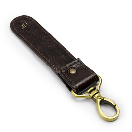 Personalised leather key ring Solier SA64 dark brown