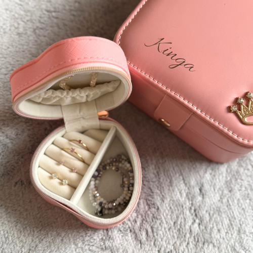 Personalizowana szkatułka na biżuterię w kształcie serca - róż