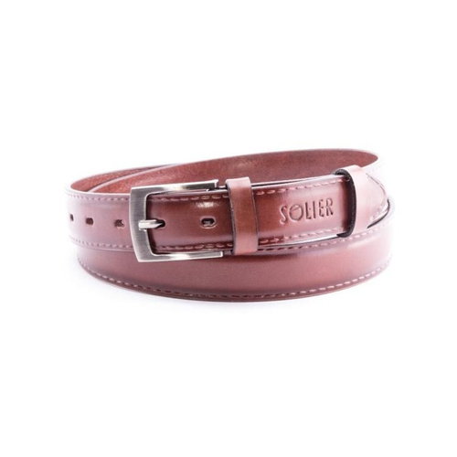 Elegant dark brown leather belt SOLIER SB09