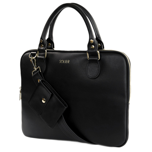 Genuine leather woman's laptop bag 13,3'' FL26 Alcamo black with snake pattern