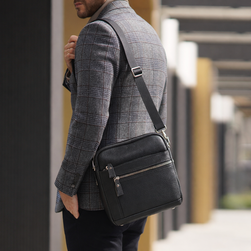 Męska torba listonoszka skórzana SL35 MOSS czarna