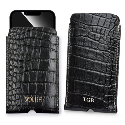 Leather case for IPhone 13/14 Solier SA57 black snake