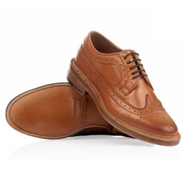 Skórzane męskie półbuty Brogue Goodyear Welted brązowe