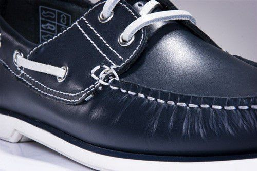 Genuine leather men's navy moccasins boat shoes