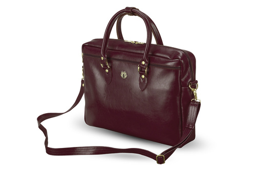 Genuine leather women's laptop bag Marina red