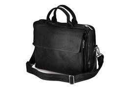 Black leather shoulder laptop bag Solier Rothen SL30