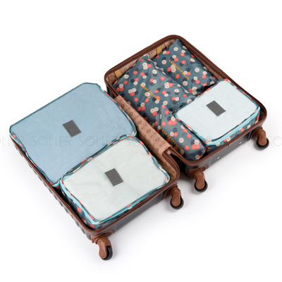 Suitcase organiser set 6 items Solier SA55 blue with dots