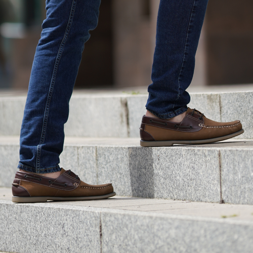 Men's leather moccasins brown M551BN