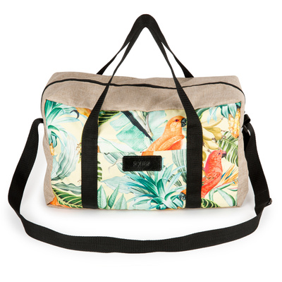 Carry-on bag Solier STB01 40x25x20 BEIGE + PARROTS