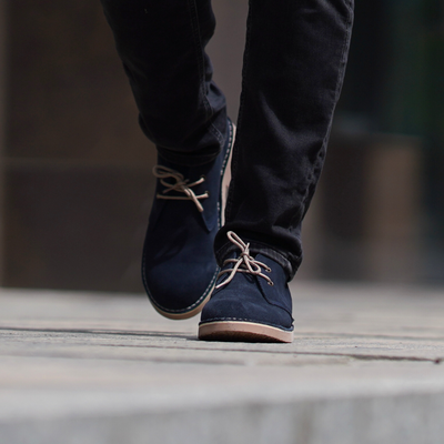 Men's stylish leather suede Chukka shoes/boots navy