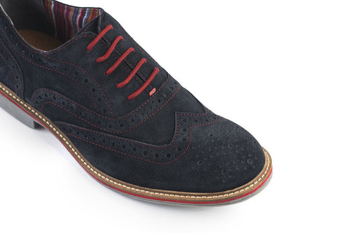 Genuine leather elegant Brogue Shoes navy