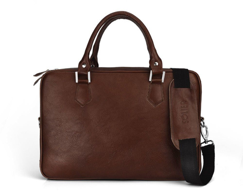 Genuine leather laptop bag Solier SL22 Kingston dark brown