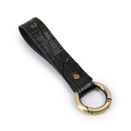 Personalised leather key ring Solier SA63 black